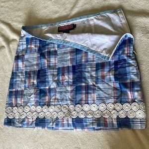 Vineyard Vines Madras blue Plaid cotton skirt, size 4